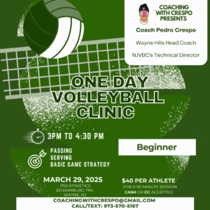 Coach Crespo's One Day Clinic - March 29 Beginners 3pm - 4:30pm