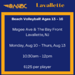 Lavallette - Outdoor - Beginners Coed Beach Clinic Ages 13-16 - Aug 10-13 (10:30AM - 12:00PM)