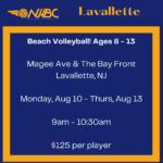 Lavallette - Outdoor - Beginners Coed Beach Clinic Ages 8-13 - Aug 10-13 (9:00AM - 10:30AM)